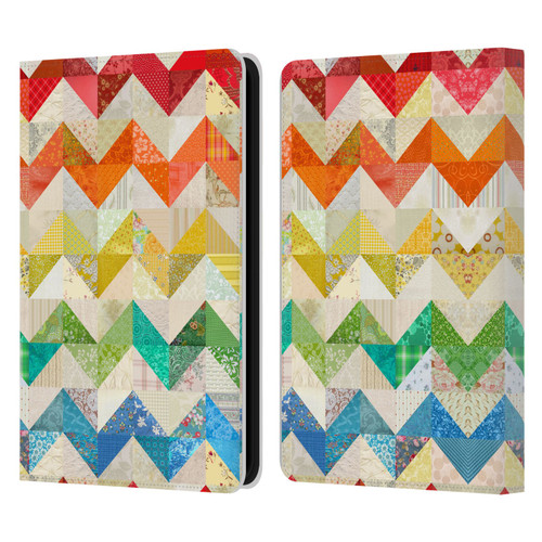 Rachel Caldwell Patterns Zigzag Quilt Leather Book Wallet Case Cover For Amazon Kindle 11th Gen 6in 2022
