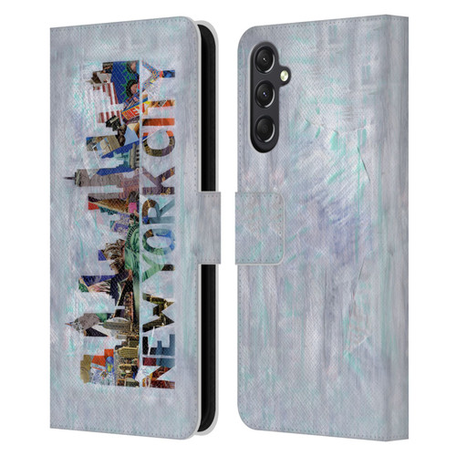 Artpoptart Travel New York Leather Book Wallet Case Cover For Samsung Galaxy A24 4G / M34 5G