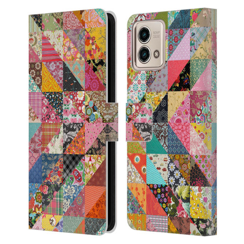 Rachel Caldwell Patterns Quilt Leather Book Wallet Case Cover For Motorola Moto G Stylus 5G 2023