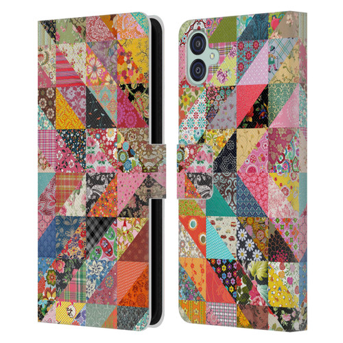 Rachel Caldwell Patterns Quilt Leather Book Wallet Case Cover For Samsung Galaxy M04 5G / A04e