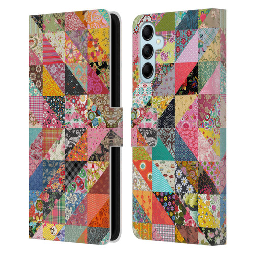 Rachel Caldwell Patterns Quilt Leather Book Wallet Case Cover For Samsung Galaxy M14 5G