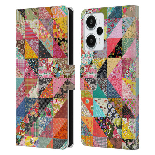 Rachel Caldwell Patterns Quilt Leather Book Wallet Case Cover For Xiaomi Redmi Note 12T