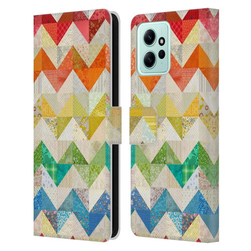 Rachel Caldwell Patterns Zigzag Quilt Leather Book Wallet Case Cover For Xiaomi Redmi 12