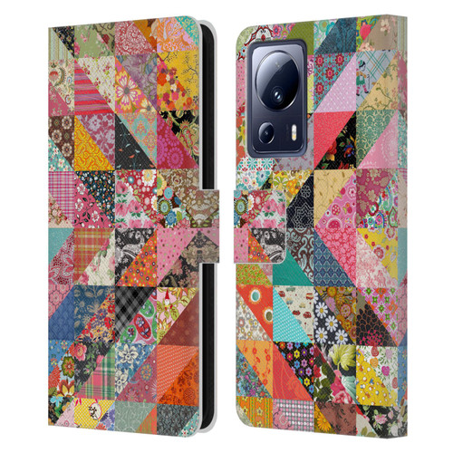 Rachel Caldwell Patterns Quilt Leather Book Wallet Case Cover For Xiaomi 13 Lite 5G