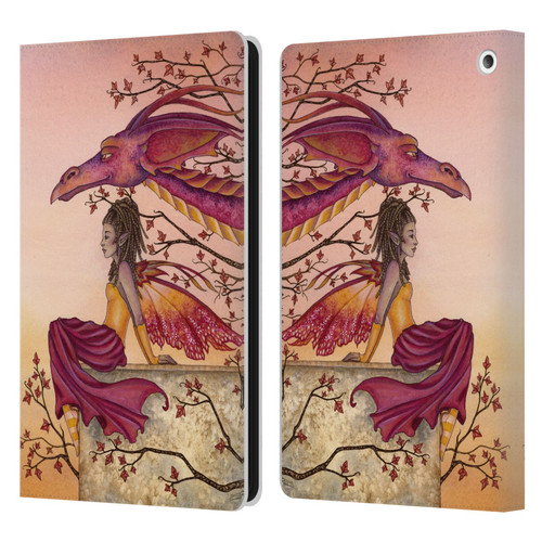 Amy Brown Elemental Fairies Greeting The Dawn Leather Book Wallet Case Cover For Amazon Fire HD 8/Fire HD 8 Plus 2020