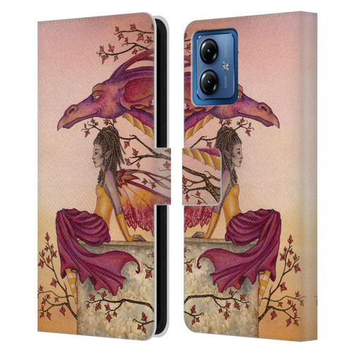 Amy Brown Elemental Fairies Greeting The Dawn Leather Book Wallet Case Cover For Motorola Moto G14