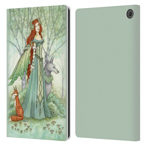 Amy Brown Magical Fairies Woodland Fairy With Fox & Wolf Leather Book Wallet Case Cover For Amazon Fire Max 11 2023