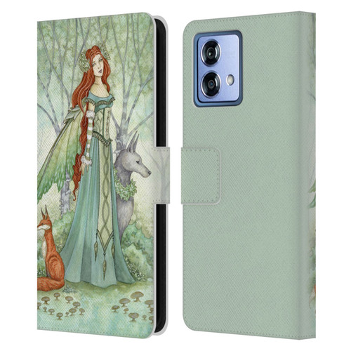 Amy Brown Magical Fairies Woodland Fairy With Fox & Wolf Leather Book Wallet Case Cover For Motorola Moto G84 5G
