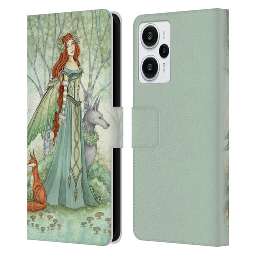 Amy Brown Magical Fairies Woodland Fairy With Fox & Wolf Leather Book Wallet Case Cover For Xiaomi Redmi Note 12T