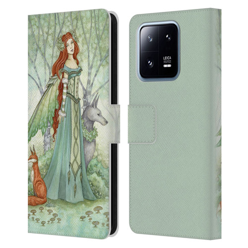 Amy Brown Magical Fairies Woodland Fairy With Fox & Wolf Leather Book Wallet Case Cover For Xiaomi 13 Pro 5G