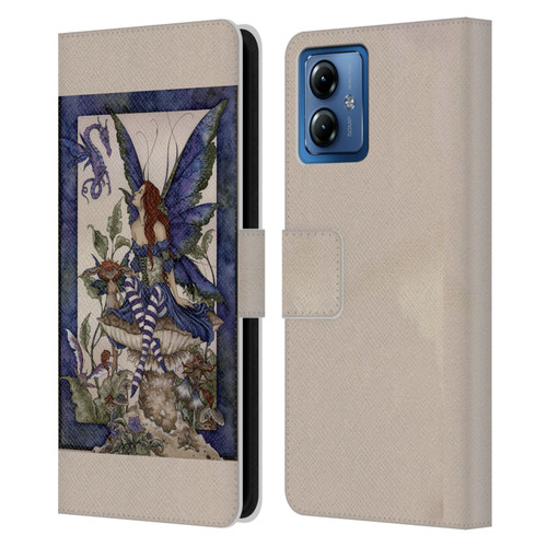 Amy Brown Pixies Bottom Of The Garden Leather Book Wallet Case Cover For Motorola Moto G14