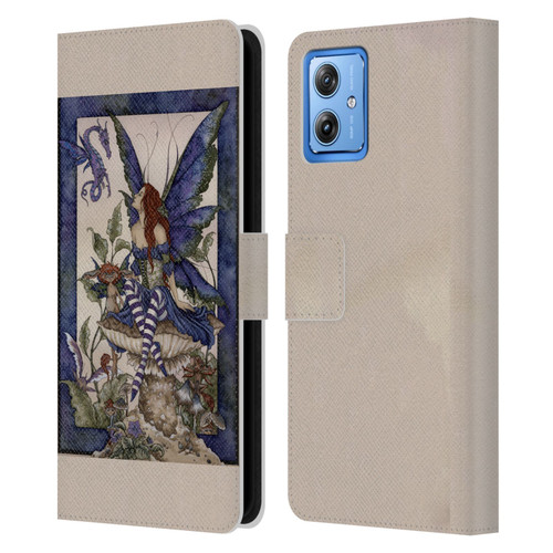 Amy Brown Pixies Bottom Of The Garden Leather Book Wallet Case Cover For Motorola Moto G54 5G