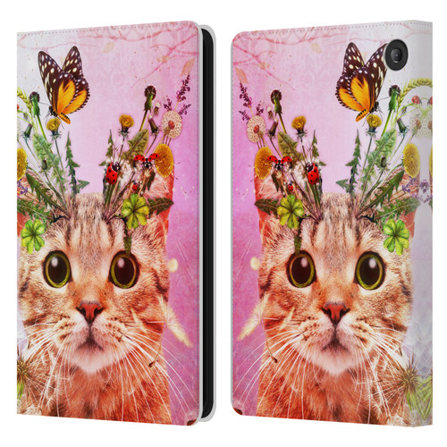 Jena DellaGrottaglia Animals Kitty Leather Book Wallet Case Cover For Amazon Fire 7 2022