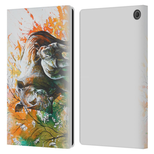 Graeme Stevenson Assorted Designs Rhino Leather Book Wallet Case Cover For Amazon Fire Max 11 2023