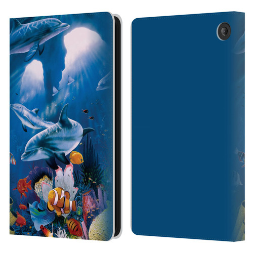 Graeme Stevenson Assorted Designs Dolphins Leather Book Wallet Case Cover For Amazon Fire 7 2022