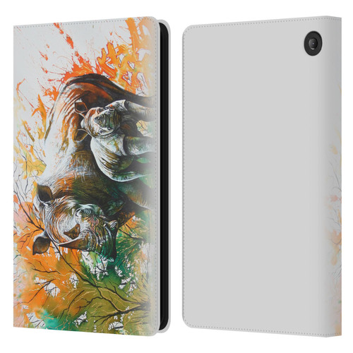 Graeme Stevenson Assorted Designs Rhino Leather Book Wallet Case Cover For Amazon Fire 7 2022