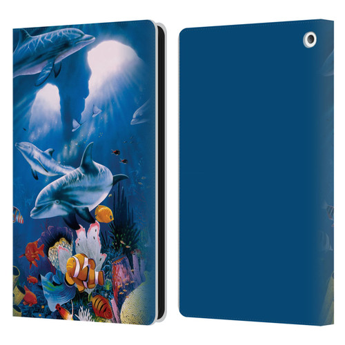 Graeme Stevenson Assorted Designs Dolphins Leather Book Wallet Case Cover For Amazon Fire HD 8/Fire HD 8 Plus 2020