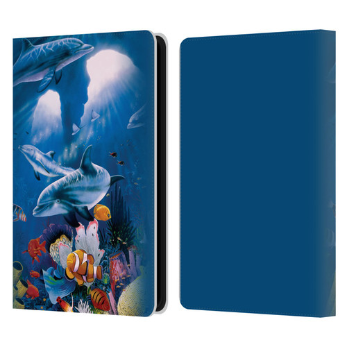Graeme Stevenson Assorted Designs Dolphins Leather Book Wallet Case Cover For Amazon Kindle Paperwhite 5 (2021)