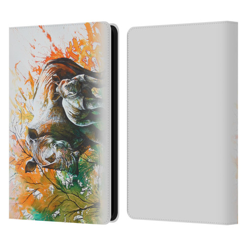 Graeme Stevenson Assorted Designs Rhino Leather Book Wallet Case Cover For Amazon Kindle Paperwhite 5 (2021)