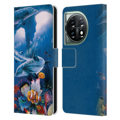 Graeme Stevenson Assorted Designs Dolphins Leather Book Wallet Case Cover For OnePlus 11 5G