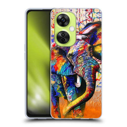 Graeme Stevenson Colourful Wildlife Elephant 4 Soft Gel Case for OnePlus Nord CE 3 Lite 5G