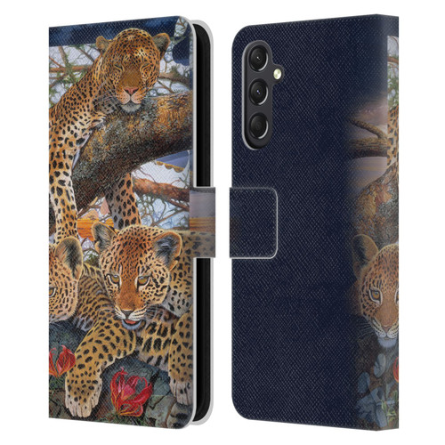 Graeme Stevenson Wildlife Leopard Leather Book Wallet Case Cover For Samsung Galaxy A24 4G / M34 5G