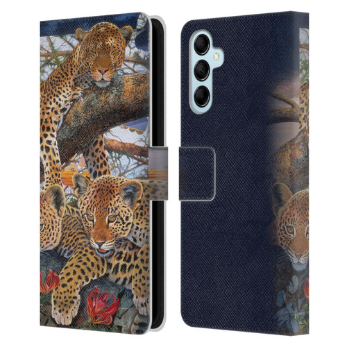 Graeme Stevenson Wildlife Leopard Leather Book Wallet Case Cover For Samsung Galaxy M14 5G