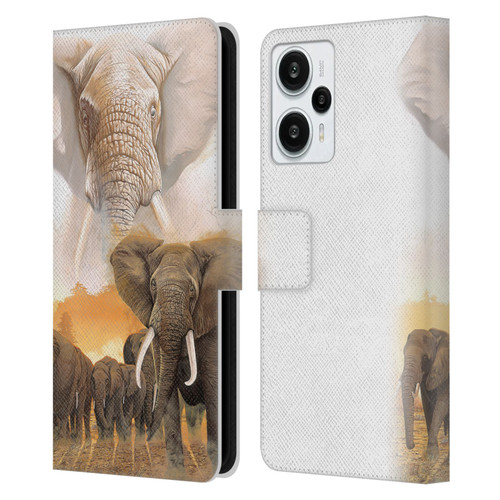 Graeme Stevenson Wildlife Elephants Leather Book Wallet Case Cover For Xiaomi Redmi Note 12T