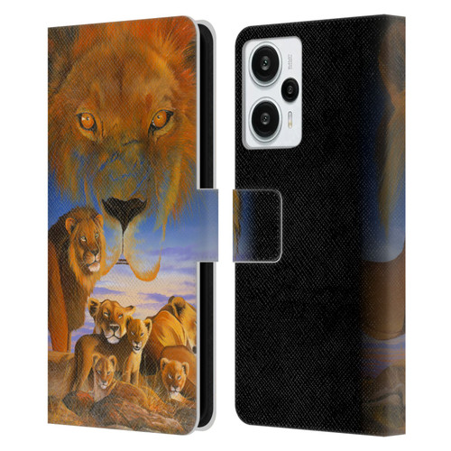 Graeme Stevenson Wildlife Lions Leather Book Wallet Case Cover For Xiaomi Redmi Note 12T