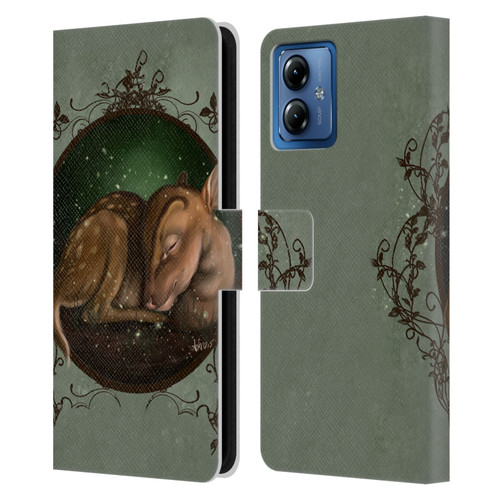 Ash Evans Animals Foundling Fawn Leather Book Wallet Case Cover For Motorola Moto G14