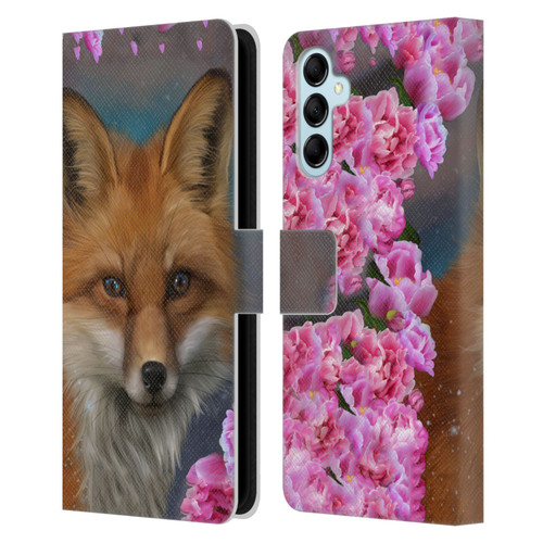 Ash Evans Animals Fox Peonies Leather Book Wallet Case Cover For Samsung Galaxy M14 5G