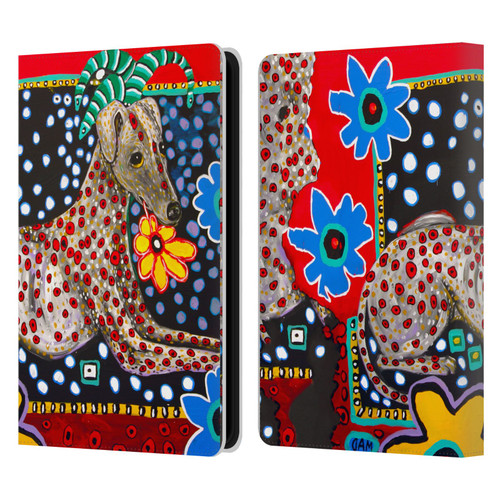 Mad Dog Art Gallery Dogs 2 Greyhound Leather Book Wallet Case Cover For Amazon Kindle Paperwhite 5 (2021)