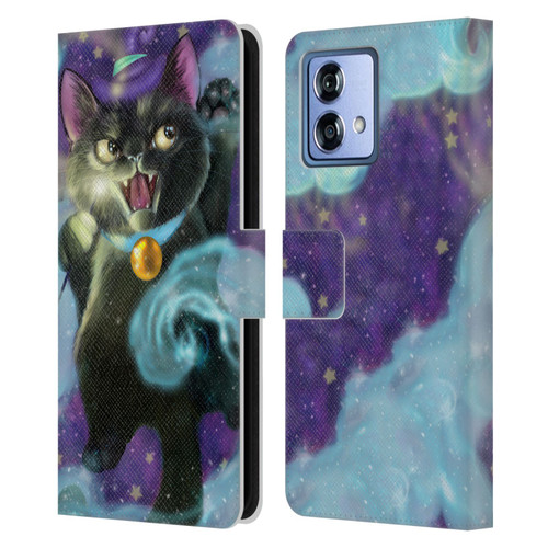 Ash Evans Black Cats Poof! Leather Book Wallet Case Cover For Motorola Moto G84 5G