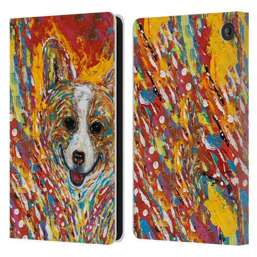 Mad Dog Art Gallery Dog 5 Corgi Leather Book Wallet Case Cover For Amazon Fire 7 2022