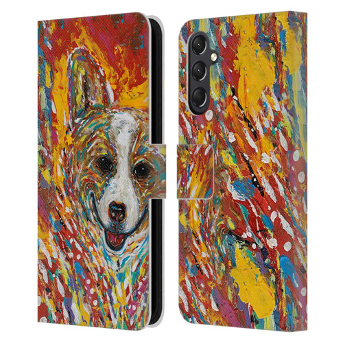 Mad Dog Art Gallery Dog 5 Corgi Leather Book Wallet Case Cover For Samsung Galaxy A24 4G / M34 5G