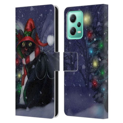 Ash Evans Black Cats Yuletide Cheer Leather Book Wallet Case Cover For Xiaomi Redmi Note 12 5G