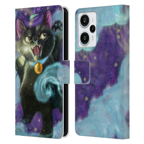 Ash Evans Black Cats Poof! Leather Book Wallet Case Cover For Xiaomi Redmi Note 12T