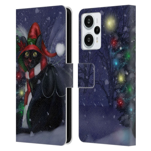 Ash Evans Black Cats Yuletide Cheer Leather Book Wallet Case Cover For Xiaomi Redmi Note 12T