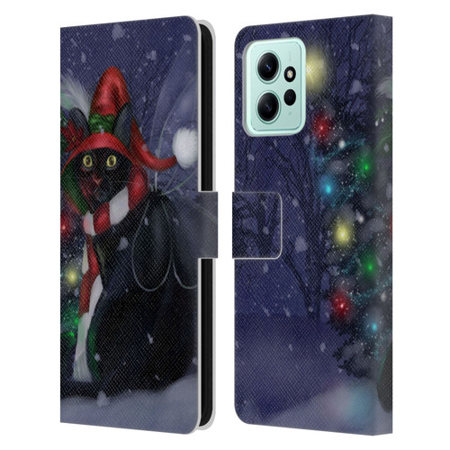 Ash Evans Black Cats Yuletide Cheer Leather Book Wallet Case Cover For Xiaomi Redmi 12