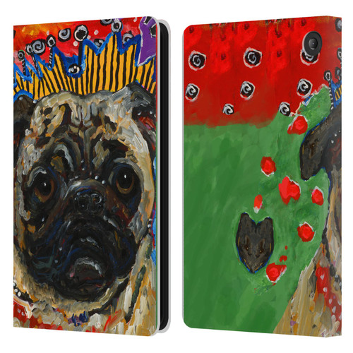 Mad Dog Art Gallery Dogs Pug Leather Book Wallet Case Cover For Amazon Fire 7 2022