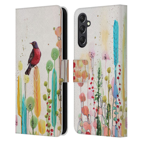 Sylvie Demers Birds 3 Scarlet Leather Book Wallet Case Cover For Samsung Galaxy A24 4G / M34 5G