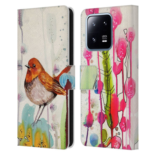 Sylvie Demers Birds 3 Sienna Leather Book Wallet Case Cover For Xiaomi 13 Pro 5G