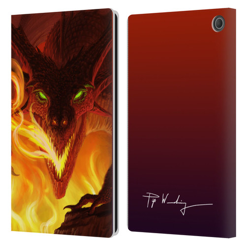 Piya Wannachaiwong Dragons Of Fire Glare Leather Book Wallet Case Cover For Amazon Fire Max 11 2023