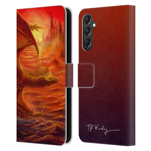 Piya Wannachaiwong Dragons Of Fire Lakeside Leather Book Wallet Case Cover For Samsung Galaxy A24 4G / M34 5G
