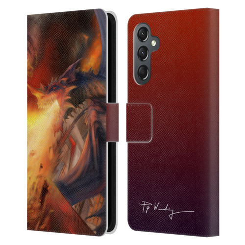 Piya Wannachaiwong Dragons Of Fire Blast Leather Book Wallet Case Cover For Samsung Galaxy A25 5G