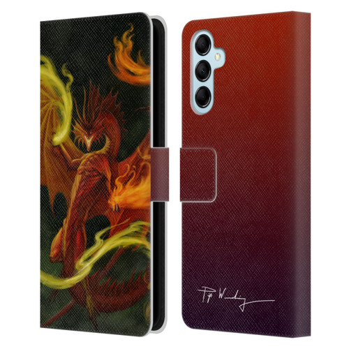 Piya Wannachaiwong Dragons Of Fire Magical Leather Book Wallet Case Cover For Samsung Galaxy M14 5G