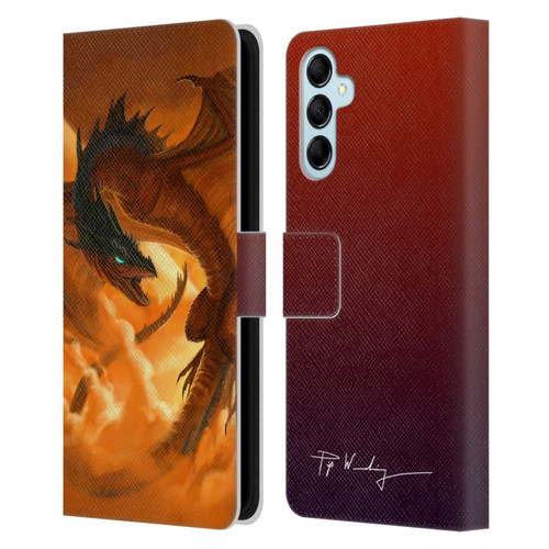 Piya Wannachaiwong Dragons Of Fire Sunrise Leather Book Wallet Case Cover For Samsung Galaxy M14 5G