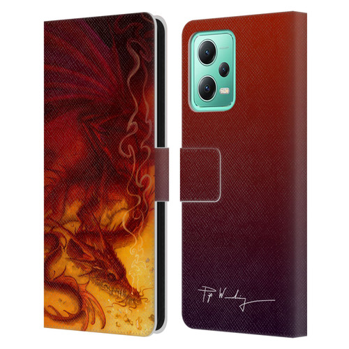 Piya Wannachaiwong Dragons Of Fire Treasure Leather Book Wallet Case Cover For Xiaomi Redmi Note 12 5G