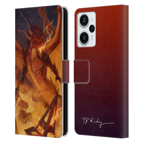 Piya Wannachaiwong Dragons Of Fire Dragonfire Leather Book Wallet Case Cover For Xiaomi Redmi Note 12T