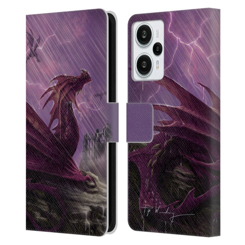 Piya Wannachaiwong Dragons Of Sea And Storms Thunderstorm Dragon Leather Book Wallet Case Cover For Xiaomi Redmi Note 12T